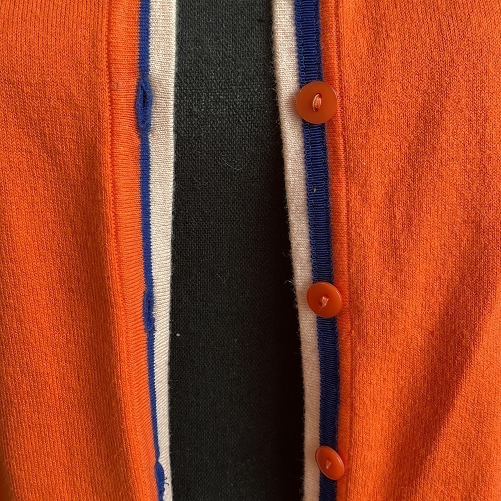Talbots Orange Button Front Lightweight Sweater C… - image 5